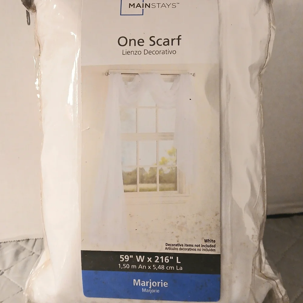 New Mainstays White Sheer Two Packs Scarf Curtain 59